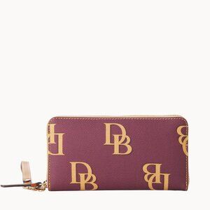 Dooney & Bourke Monogram Large Zip Around Wristlet - Wine - WMONO0126WNKR